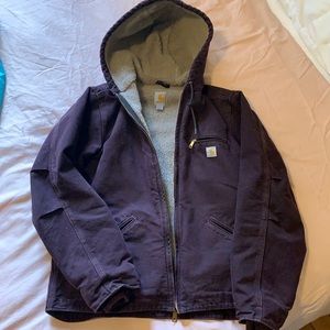 Carhartt purple hooded Sherpa jacket women’s Large